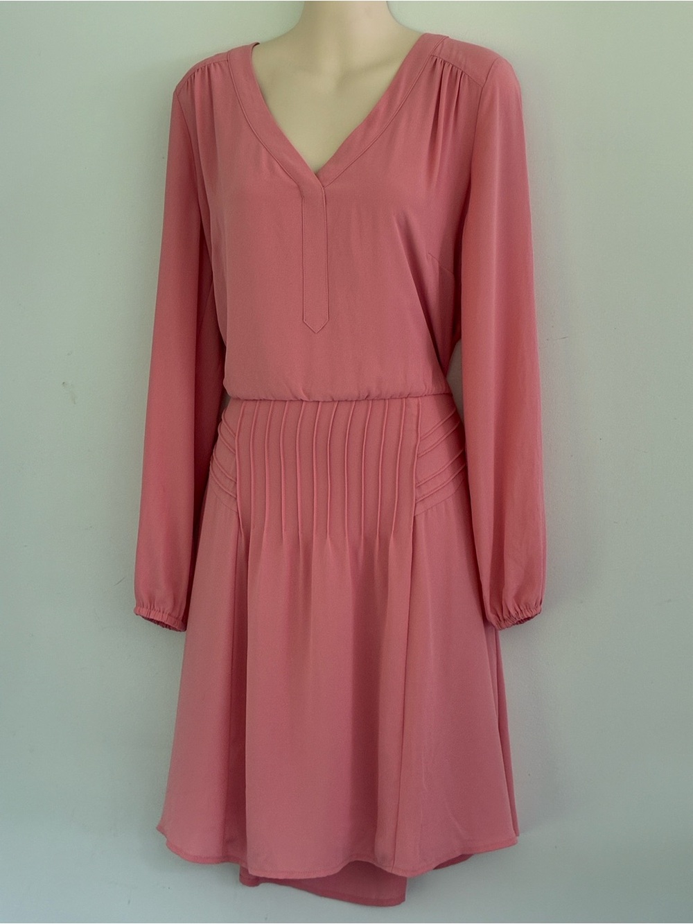 White House Black Market Pintuck Pleat Long-Sleeve Dress Womens *Flaw 8